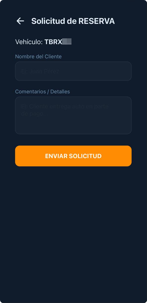 Solicitud de reserva